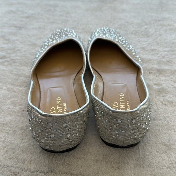 Valentino Garavani flats silver mesh fabric with silver crystals, EUC, 38.5 EU - Picture 3 of 5